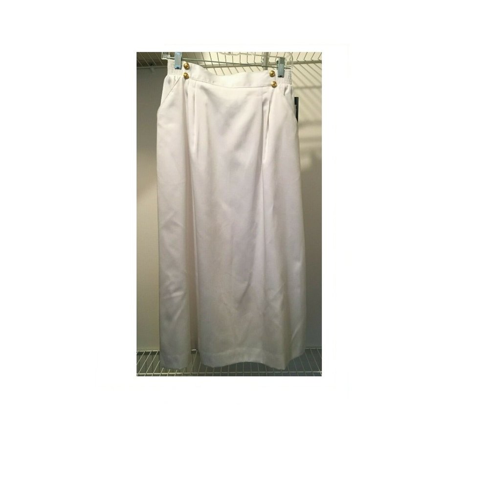 Women's White Cotton Blend Skirt Elastic Waist Vintage Ship N Shore Size 12 NOS